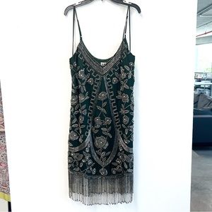HAUTE HIPPIE FULLY EMBELLISHED MINI DRESS